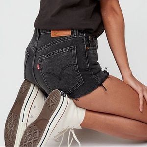 Levi black wash 501 denim shorts